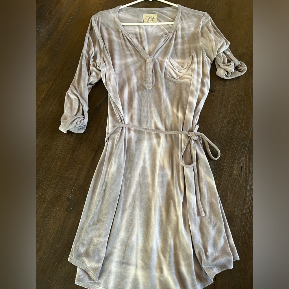Chaser Beige Tie-Dye Drawstring Dress
